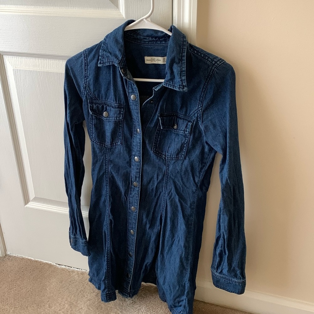 Abercrombie & Fitch Dark Blue Denim Button-Up Mini Dress